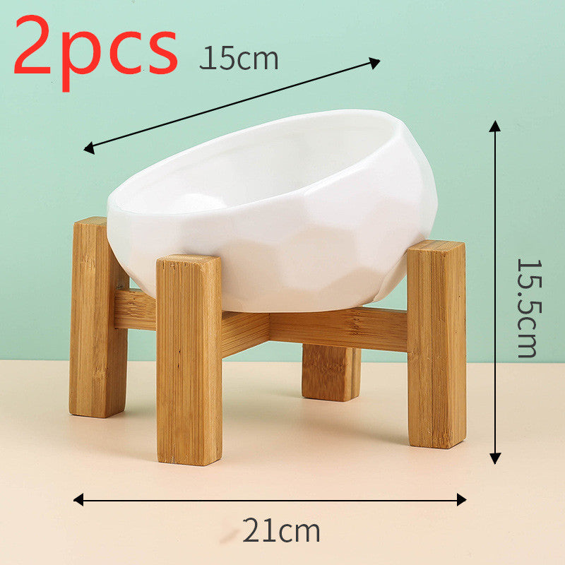 Tilted Ceramic Pet Bowl – Elevated Cat & Dog Feeding Bowl