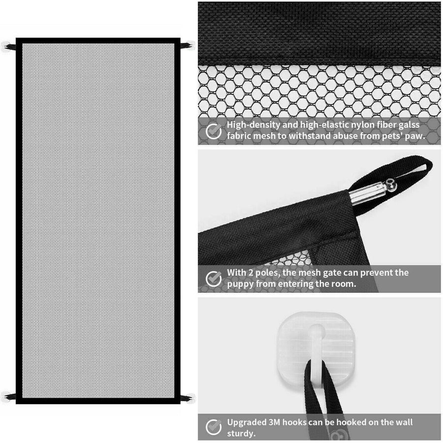 Portable Pet Safety Gate – Mesh Fence for Dogs, Cats & Babies | Adjustable Guard for Stairs & Doors