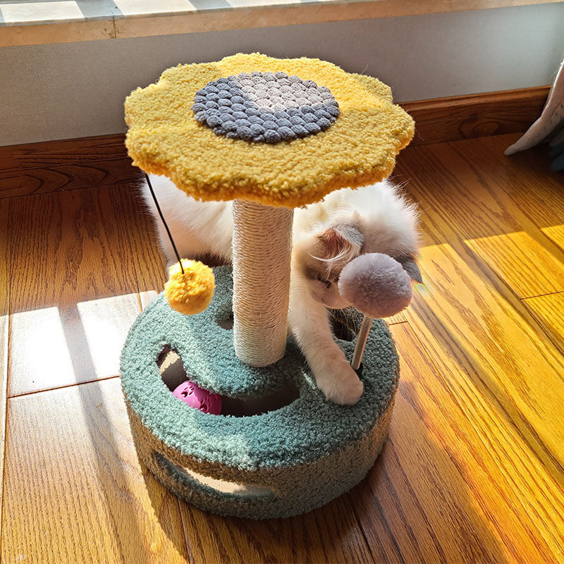 Flower Cat Scratching Post Toy – Sisal Claw Grinder with Hanging Balls