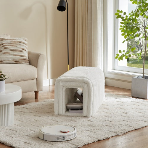 Corduroy Ottoman Storage Bench with Cat Hideaway