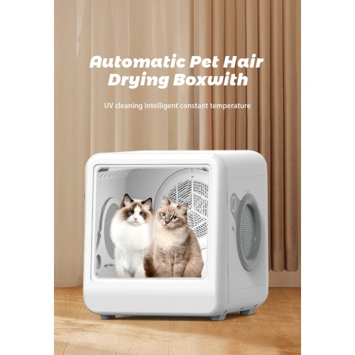 Automatic Pet Dryer Room for Cats and Dogs β Hot & Cold Air, 3-Speed Modes, Timer Control | Milky Polypropylene Design