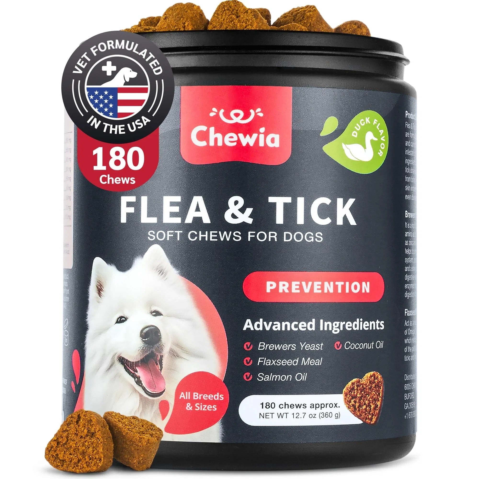 Chewia Natural Flea & Tick Chews for Dogs – Vet-Formulated FleaTick Prevention & Immune Support