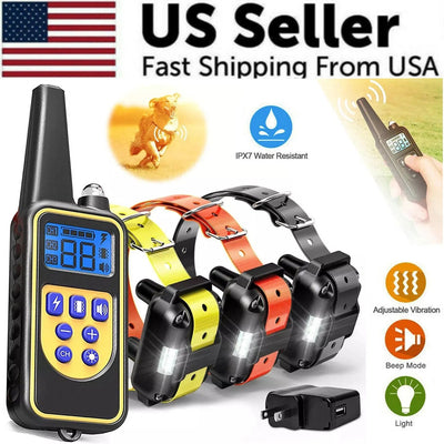 3000FT Dog Training Collar – Rechargeable Waterproof Remote Shock Trainer for Pets