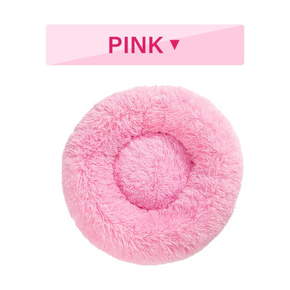Fluffy Donut Dog & Cat Bed – Calming Plush Pet Cushion