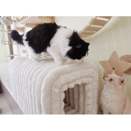 Corduroy Ottoman Storage Bench with Cat Hideaway