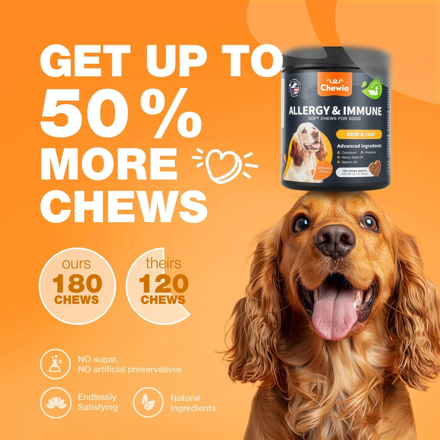 Chewia Dog Allergy Relief Chews – Anti-Itch, Skin & Immune Support for Seasonal Allergies
