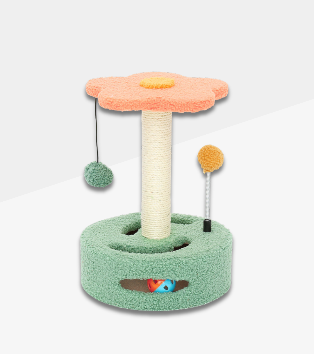 Flower Cat Scratching Post Toy – Sisal Claw Grinder with Hanging Balls