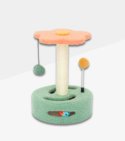 Flower Cat Scratching Post Toy – Sisal Claw Grinder with Hanging Balls