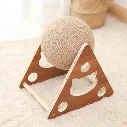 Cat Scratching Ball Toy – Solid Wood Sisal Claw Grinder
