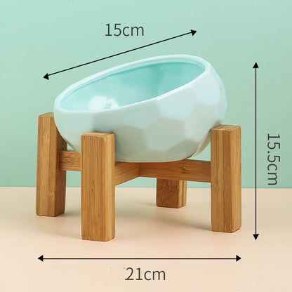Tilted Ceramic Pet Bowl – Elevated Cat & Dog Feeding Bowl