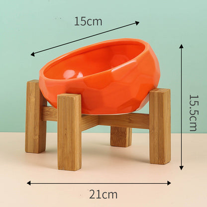 Tilted Ceramic Pet Bowl – Elevated Cat & Dog Feeding Bowl