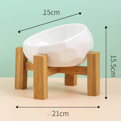 Tilted Ceramic Pet Bowl – Elevated Cat & Dog Feeding Bowl