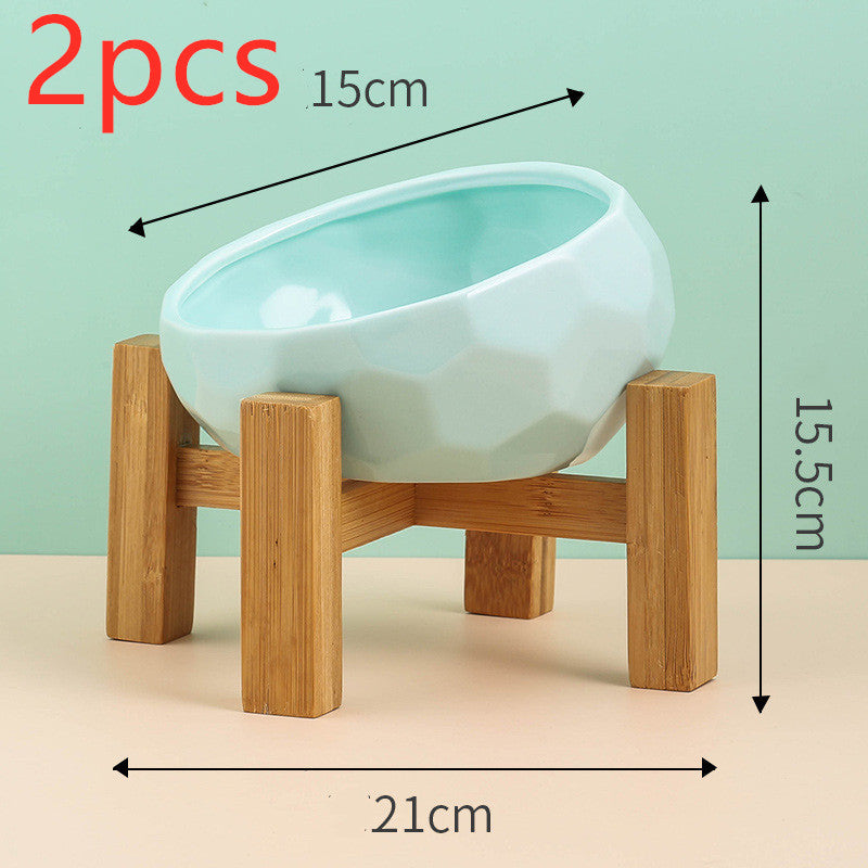 Tilted Ceramic Pet Bowl – Elevated Cat & Dog Feeding Bowl