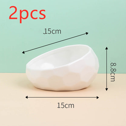 Tilted Ceramic Pet Bowl – Elevated Cat & Dog Feeding Bowl