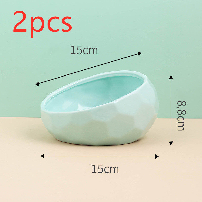Tilted Ceramic Pet Bowl – Elevated Cat & Dog Feeding Bowl