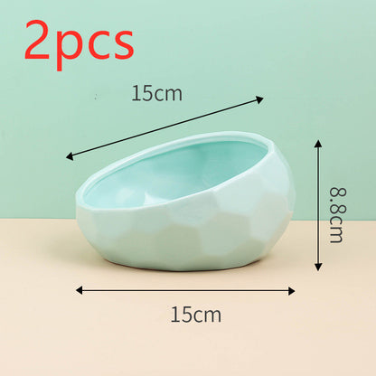 Tilted Ceramic Pet Bowl – Elevated Cat & Dog Feeding Bowl