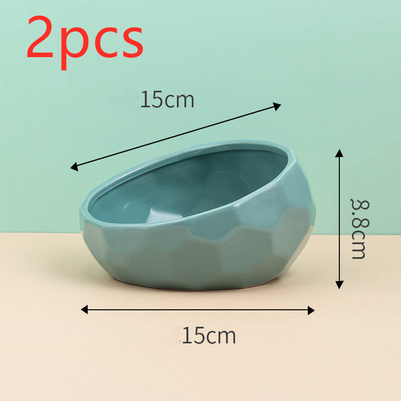 Tilted Ceramic Pet Bowl – Elevated Cat & Dog Feeding Bowl