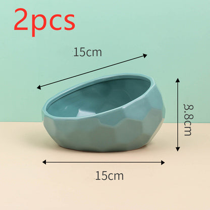 Tilted Ceramic Pet Bowl – Elevated Cat & Dog Feeding Bowl