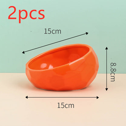 Tilted Ceramic Pet Bowl – Elevated Cat & Dog Feeding Bowl