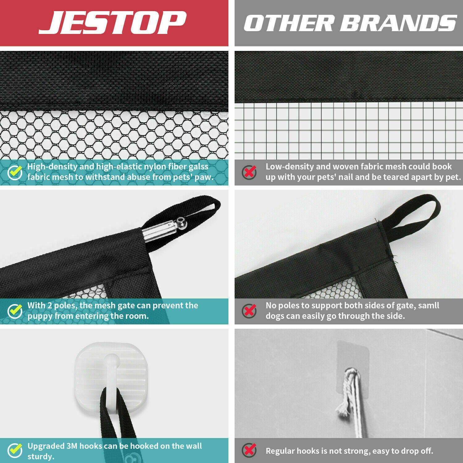 Portable Pet Safety Gate – Mesh Fence for Dogs, Cats & Babies | Adjustable Guard for Stairs & Doors