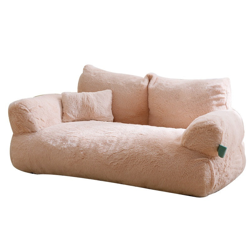 Cozy Flannel Pet Sofa: Large Warm Cat Bed & Universal Kennel for All Seasons