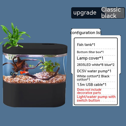 Mini Desktop Aquarium – Self-Circulating Fish Tank with LED Light