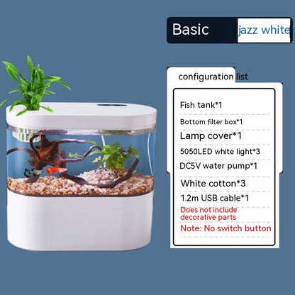 Mini Desktop Aquarium – Self-Circulating Fish Tank with LED Light