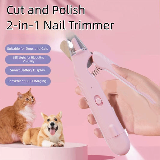 2-in-1 Pet Nail Clipper with LED Light – Nail Trimmer & Grinder for Dogs & Cats