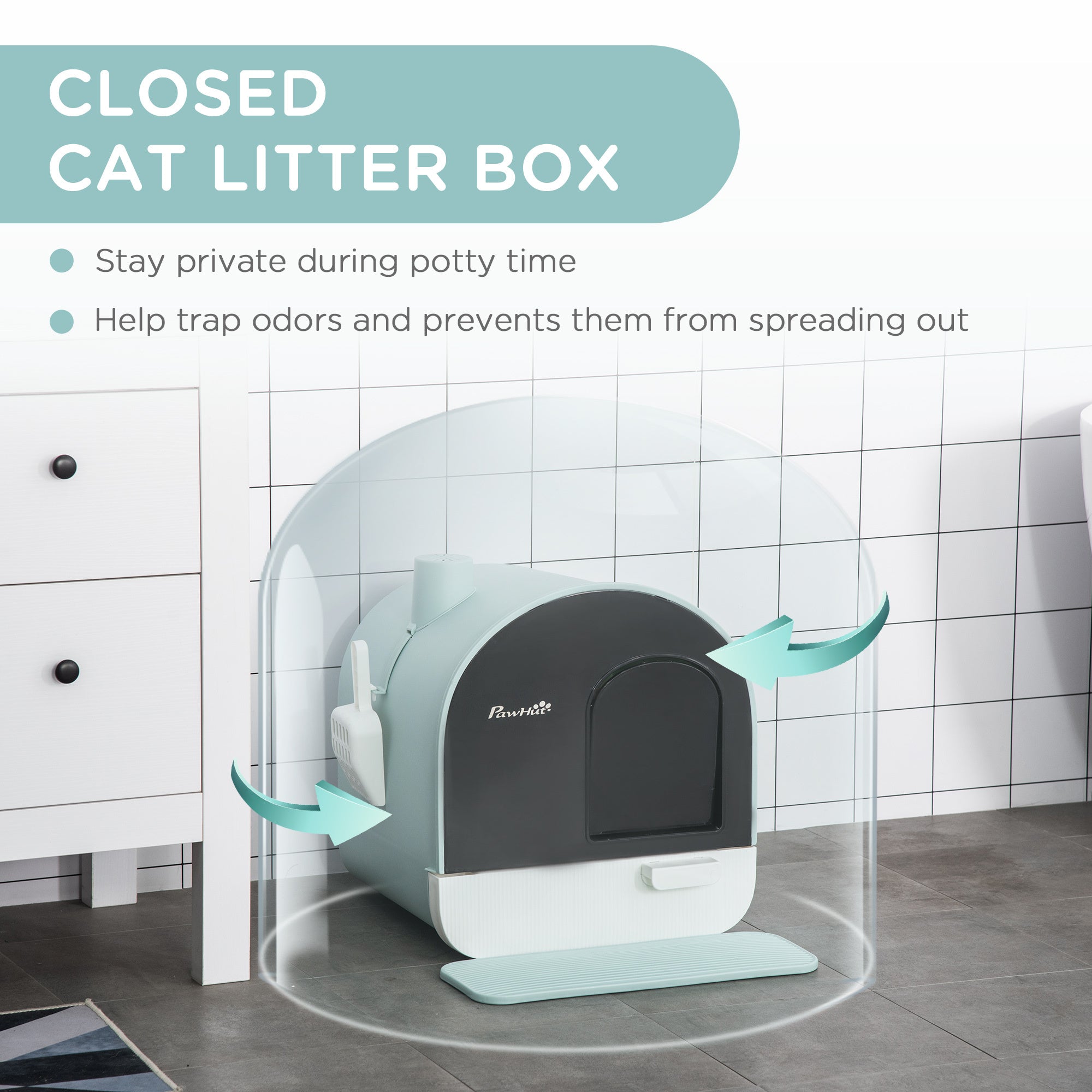 PawHut Covered Cat Litter Box with Lid