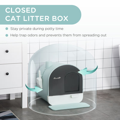 PawHut Covered Cat Litter Box with Lid