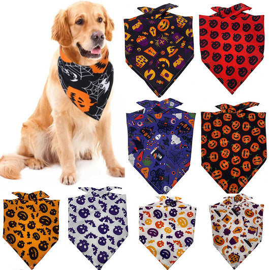 Halloween Dog Bandana – Pumpkin Pet Drool Scarf