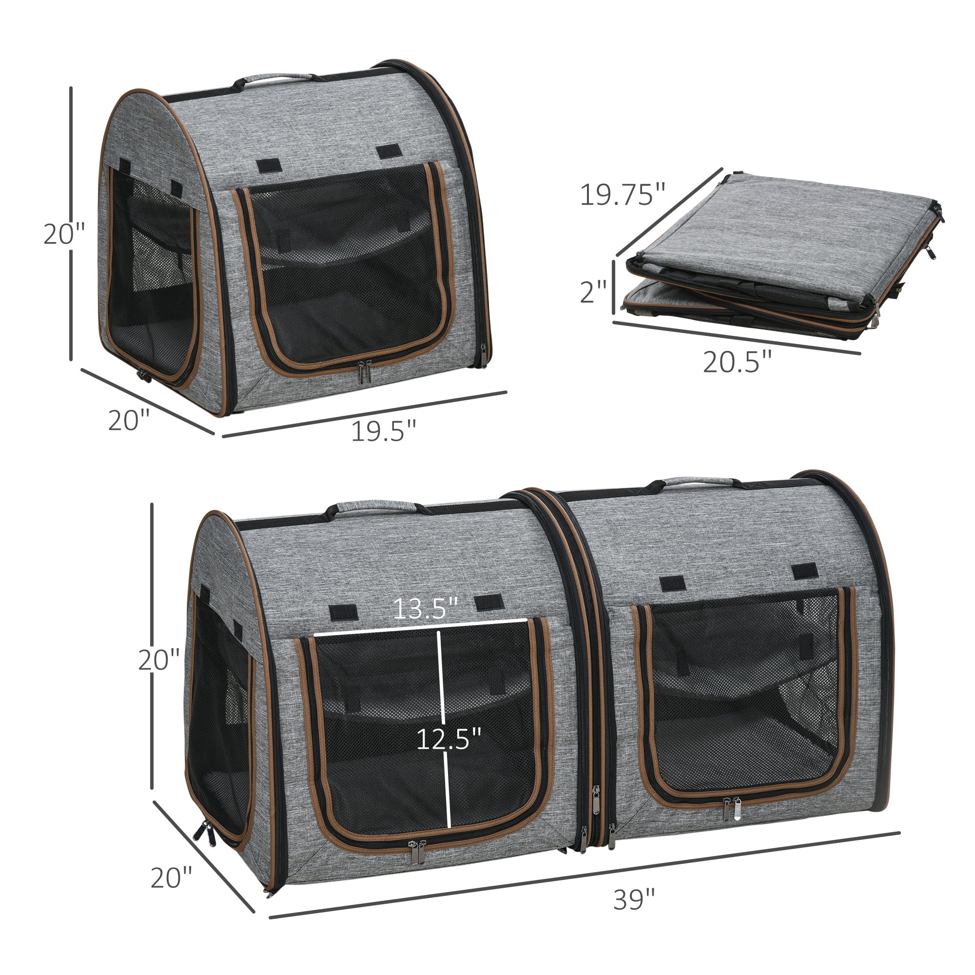 39" Portable Soft-Sided Cat Carrier & Dog Travel Crate