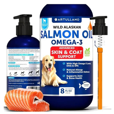 Artullano Salmon Oil for Dogs – Wild Alaskan Fish Oil for Skin, Coat, Joint & Bone Health | All Breeds & Ages