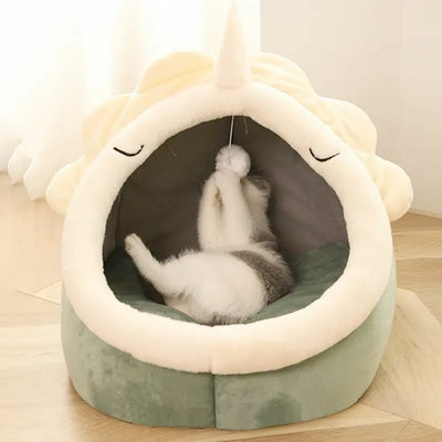 Adorable Dinosaur Pet House – Cozy Cat & Dog Bed with Toy | Soft Padded Pet Cave | Interactive & Fun