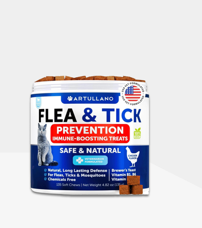 Natural Flea & Tick Prevention Chews for Cats – Immune Support Daily Supplement