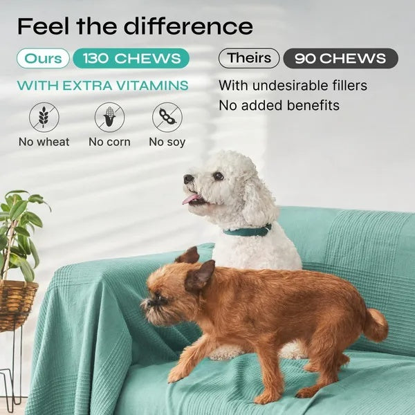 Vetrica Hemp Calming Chews for Dogs – Duck Flavor Anxiety & Stress Relief with Chamomile & L-Theanine | 130 Soft Treats