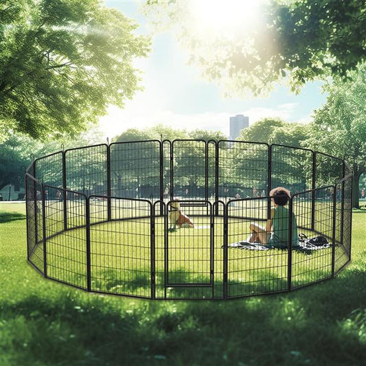 16-Panel Heavy Duty Metal Pet Playpen – Outdoor Dog Exercise Fence