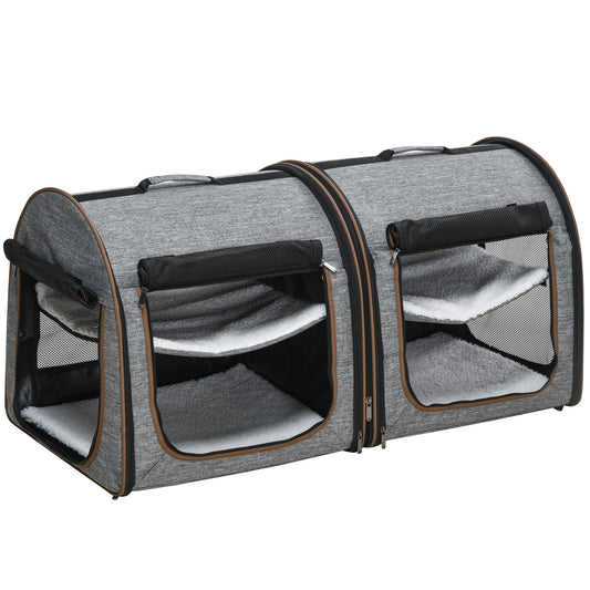 Portable Soft-Sided Pet Carrier – Two-Compartment Travel Bag for Cats & Small Dogs
