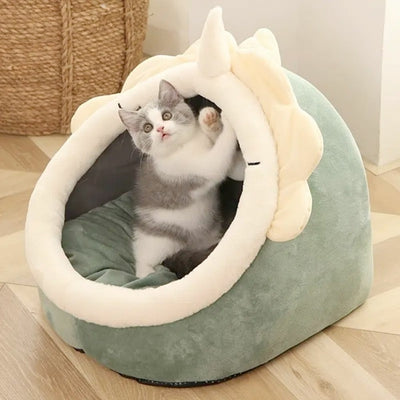 Adorable Dinosaur Pet House – Cozy Cat & Dog Bed with Toy | Soft Padded Pet Cave | Interactive & Fun