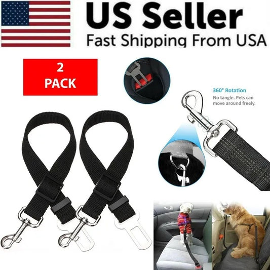 2-Pack Pet Car Seat Belt – Adjustable Safety Harness for Dogs & Cats