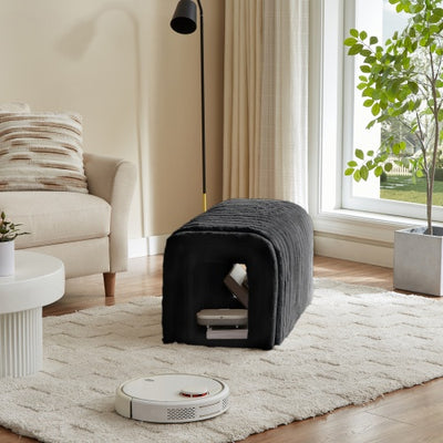 Corduroy Ottoman Storage Bench with Cat Hideaway