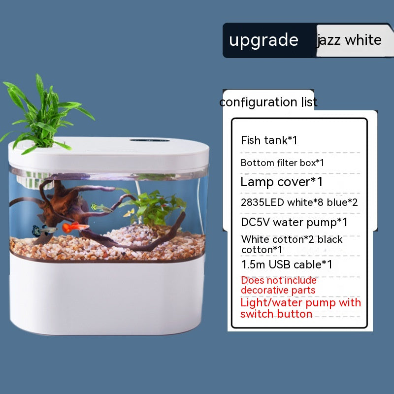 Mini Desktop Aquarium – Self-Circulating Fish Tank with LED Light