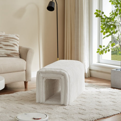 Corduroy Ottoman Storage Bench with Cat Hideaway