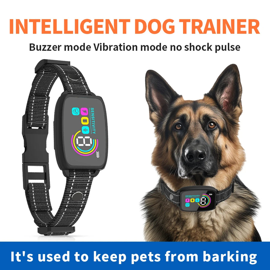 Smart Automatic Anti-Bark Dog Collar – Rechargeable, Waterproof, Digital Display