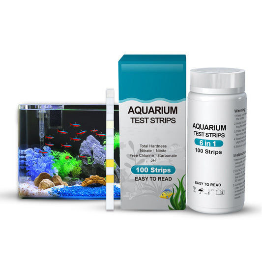 6-in-1 Aquarium Water Test Strips – Fish Tank Water Quality Test Kit (100 Strips)