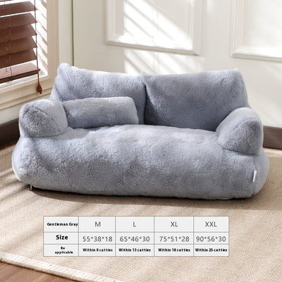 Cozy Flannel Pet Sofa: Large Warm Cat Bed & Universal Kennel for All Seasons