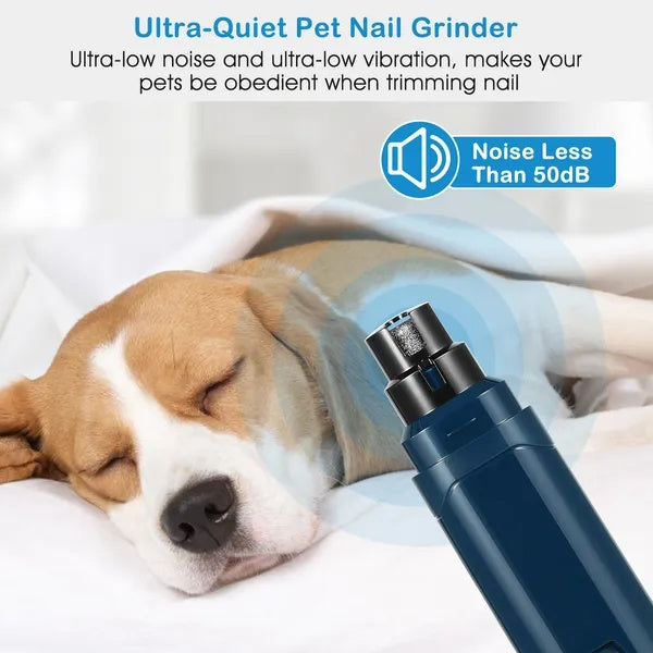 Cordless Dog Nail Grinder – Quiet 2-Speed USB Rechargeable Pet Nail Trimmer