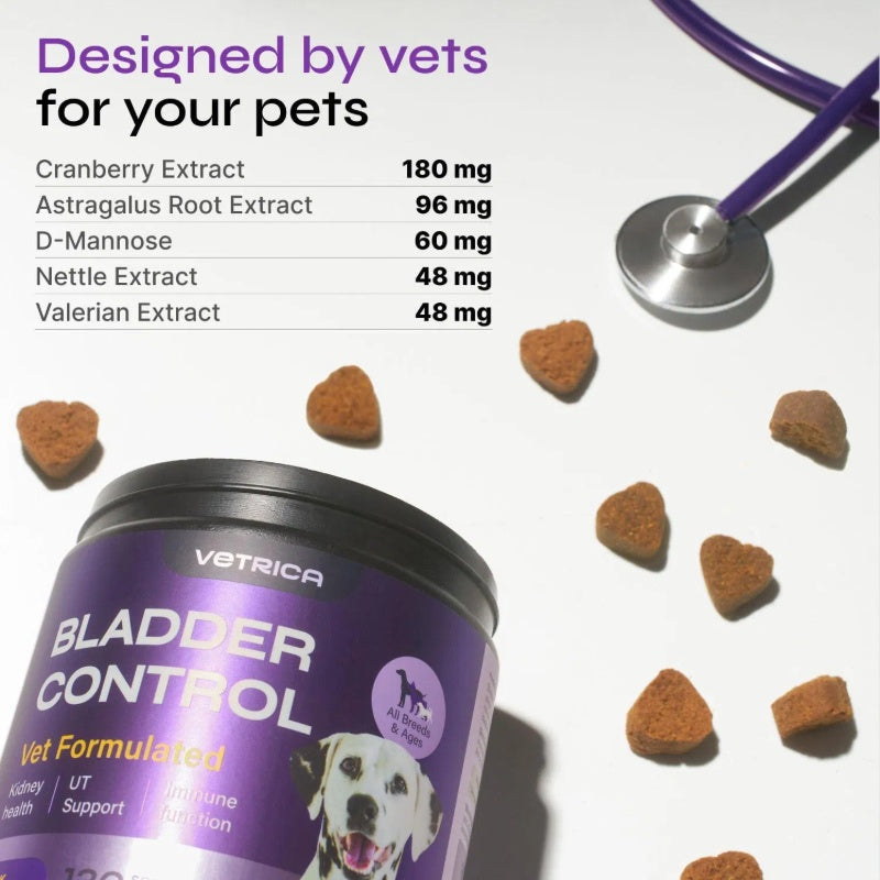 Vetrica Urinary Tract Control Chews for Dogs – Duck Flavor, Allergen-Free | Supports Healthy Bladder & Urinary Health