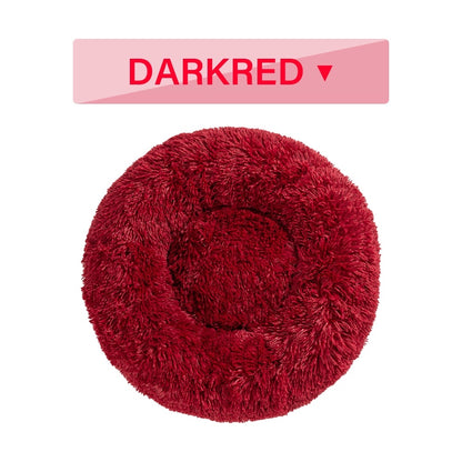Fluffy Donut Dog & Cat Bed – Calming Plush Pet Cushion