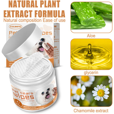 Yegbong Pet Eye Cleaning Wipes – Tear Stain Remover Cotton Pads for Dogs & Cats | Gentle Eye Dirt & Discharge Cleaner